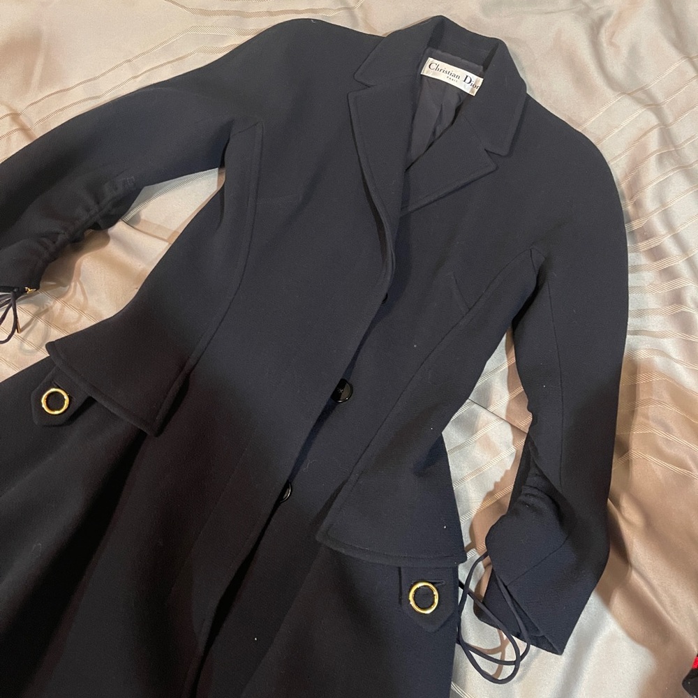 Christian Dior black coat maxi length size 34 dress-like 2016